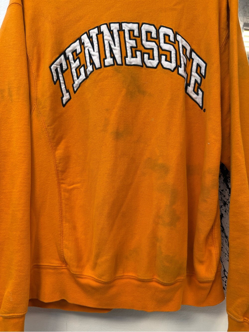 Tennessee University Orange Crewneck distressed Sweatshirt with Shield Logo image 3